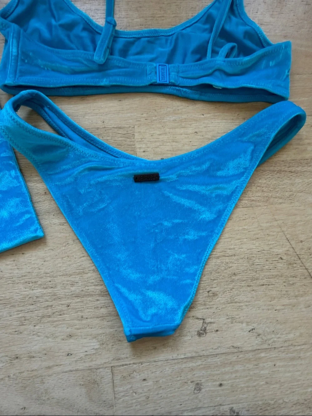 triangl swimwear Bright Blue Velvet Bikini Set